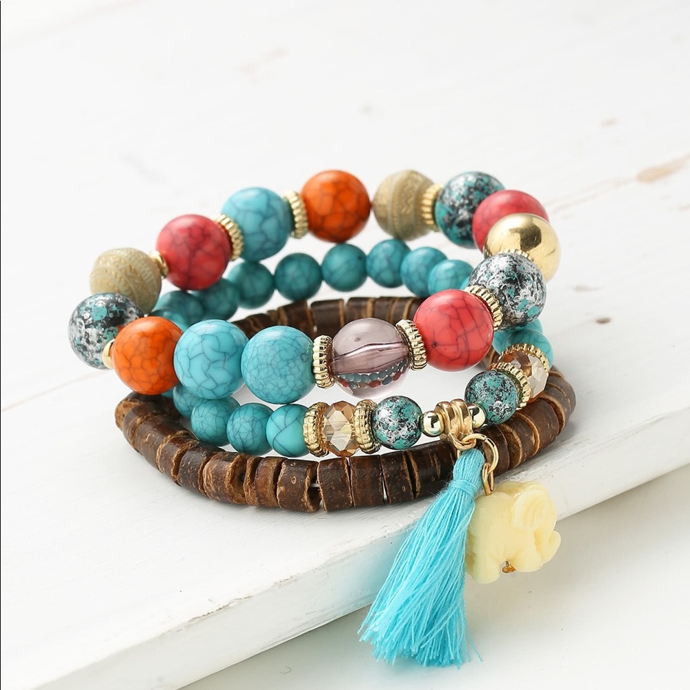 Elephant & Tassels Embellished Bracelet